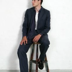 HANSEN GARMENTS SUNE | Pleated Wide Cut Trousers | Dark Blue -HANSEN SHOP sune pleated wide cut trousers dark blue hansen garments 422763