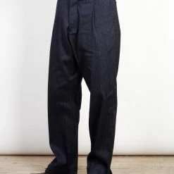 HANSEN GARMENTS SUNE | Pleated Wide Cut Trousers | Navy Melange -HANSEN SHOP sune pleated wide cut trousers navy melange 778075