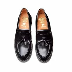 Solovair TASSEL LOAFER | Black High Shine -HANSEN SHOP tassle loafer black high shine 376740