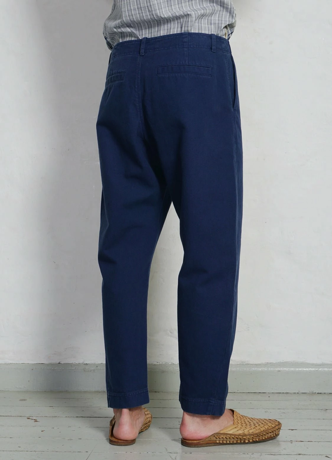 HANSEN GARMENTS TRYGVE | Wide Cut Cropped Trousers | Work Blue 6 HANSEN GARMENTS TRYGVE | Wide Cut Cropped Trousers | Work Blue - Image 4