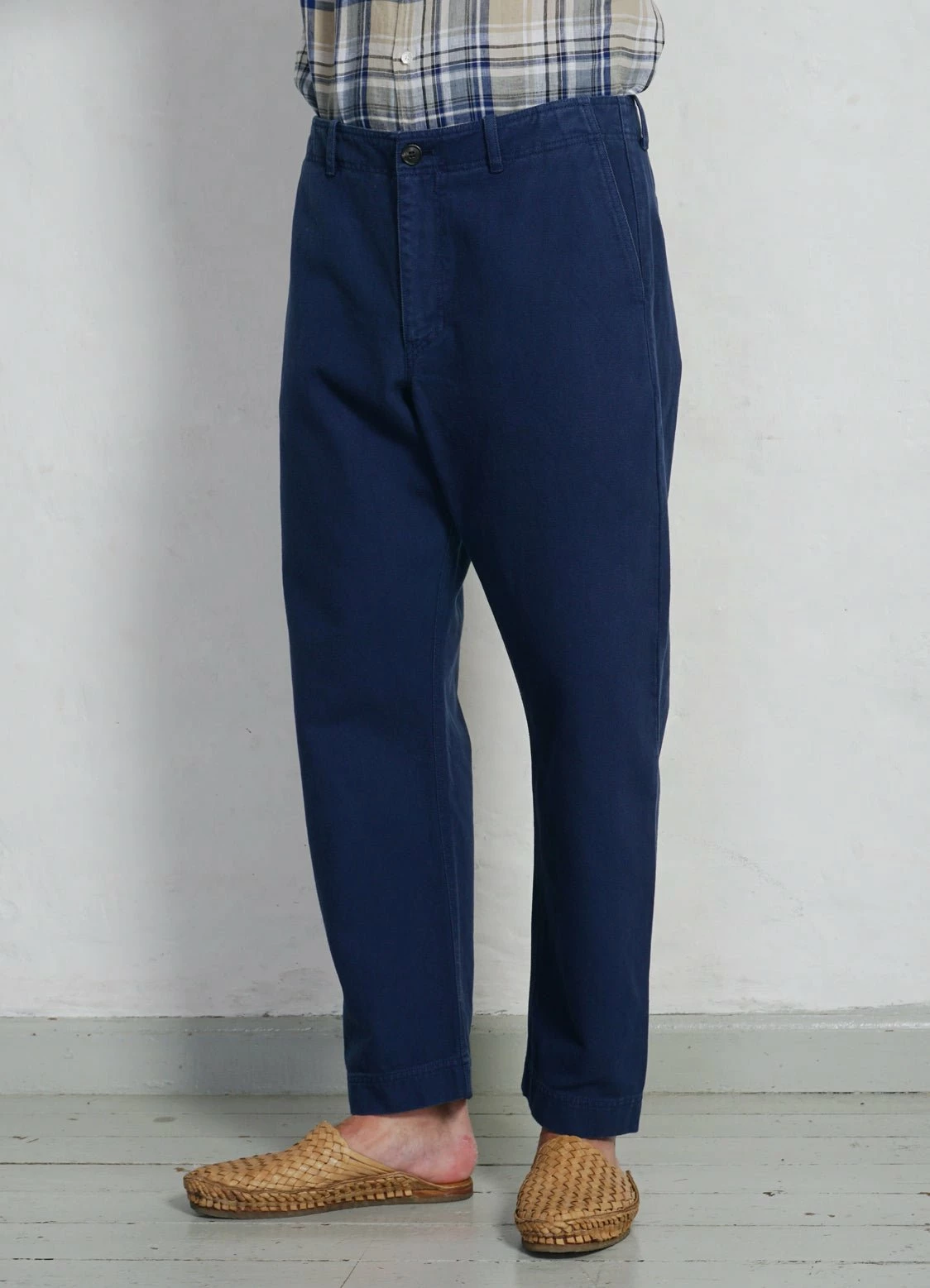 HANSEN GARMENTS TRYGVE | Wide Cut Cropped Trousers | Work Blue 4 HANSEN GARMENTS TRYGVE | Wide Cut Cropped Trousers | Work Blue - Image 2
