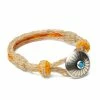 Chamula Turquoise Concho Bracelet | Hand-woven Horsehair | Orange/Yellow -HANSEN SHOP turquoise concho bracelet hand woven horsehair orangeyellow chamula 864007