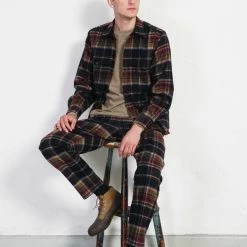HANSEN GARMENTS TYGE | Wide Cut Cropped Trousers | Multi Colour Check -HANSEN SHOP tyge wide cut cropped trousers multi colour check hansen garments 124712