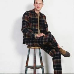 HANSEN GARMENTS TYGE | Wide Cut Cropped Trousers | Multi Colour Check -HANSEN SHOP tyge wide cut cropped trousers multi colour check hansen garments 181156
