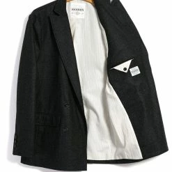 HANSEN GARMENTS WALTER | Classic Double Breasted Blazer | Black Marble -HANSEN SHOP walter classic double breasted blazer black marble hansen garments 103434