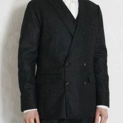 HANSEN GARMENTS WALTER | Classic Double Breasted Blazer | Black Marble -HANSEN SHOP walter classic double breasted blazer black marble hansen garments 719325