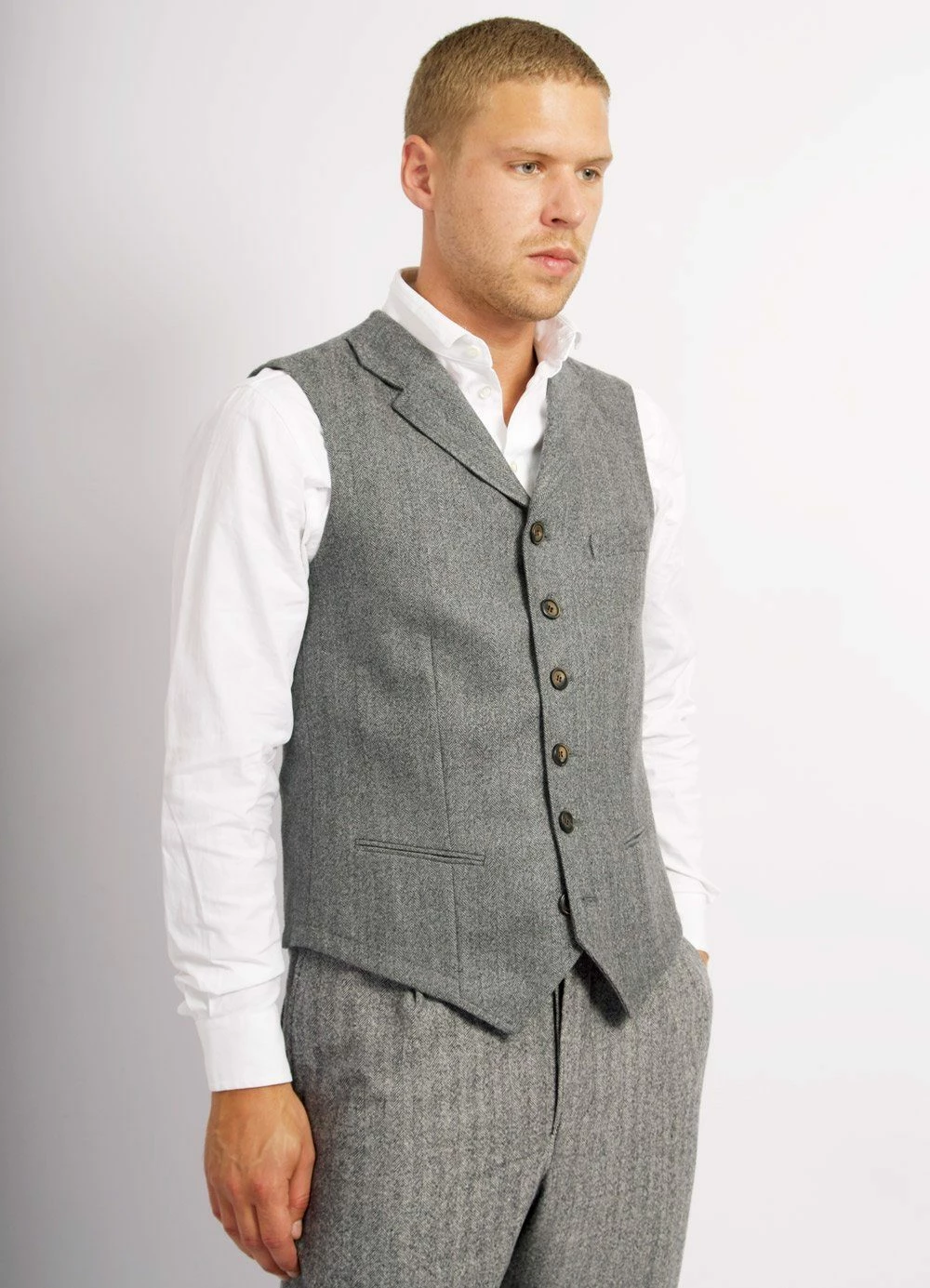 HANSEN GARMENTS WILLIAM | Classic Vest | Grey Melange 4 HANSEN GARMENTS WILLIAM | Classic Vest | Grey Melange - Image 2