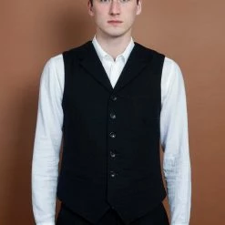 HANSEN GARMENTS WILLIAM | Lapel Waistcoat | Black -HANSEN SHOP william lapel waistcoat black hansen garments 103529