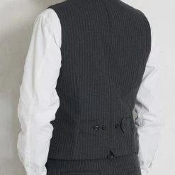 HANSEN GARMENTS WILLIAM | Lapel Waistcoat | Grey Pin -HANSEN SHOP william lapel waistcoat grey pin hansen garments 301380