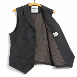 HANSEN GARMENTS WILLIAM | Lapel Waistcoat | Grey Pin -HANSEN SHOP william lapel waistcoat grey pin hansen garments 463088