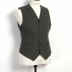 HANSEN GARMENTS WILLIAM | Lapel Waistcoat | Khaki Pin -HANSEN SHOP william lapel waistcoat khaki pin hansen garments 219795